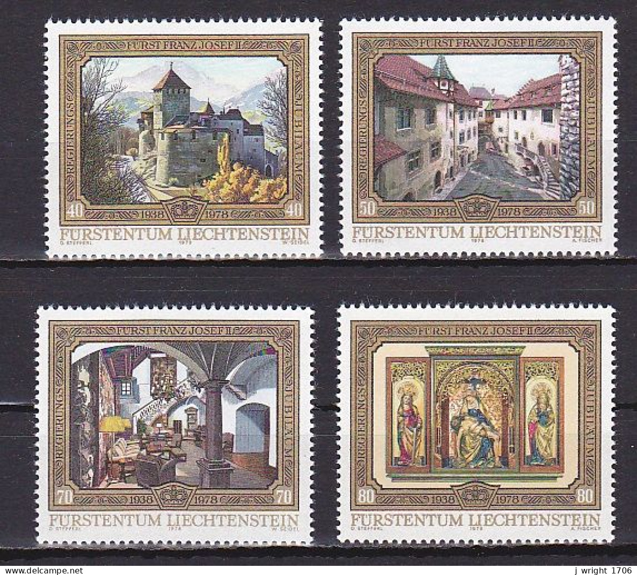 Liechtenstein, 1978, Prince Franz Joseph II Reign 40th Anniv, Set, MNH - Nuevos