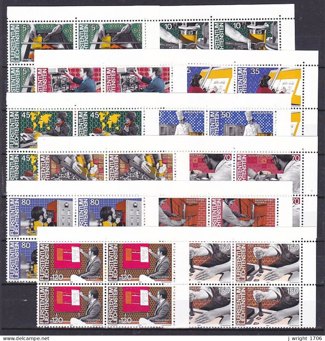 Liechtenstein, 1984, Occupations, Block Set, MNH - Blocks & Kleinbögen