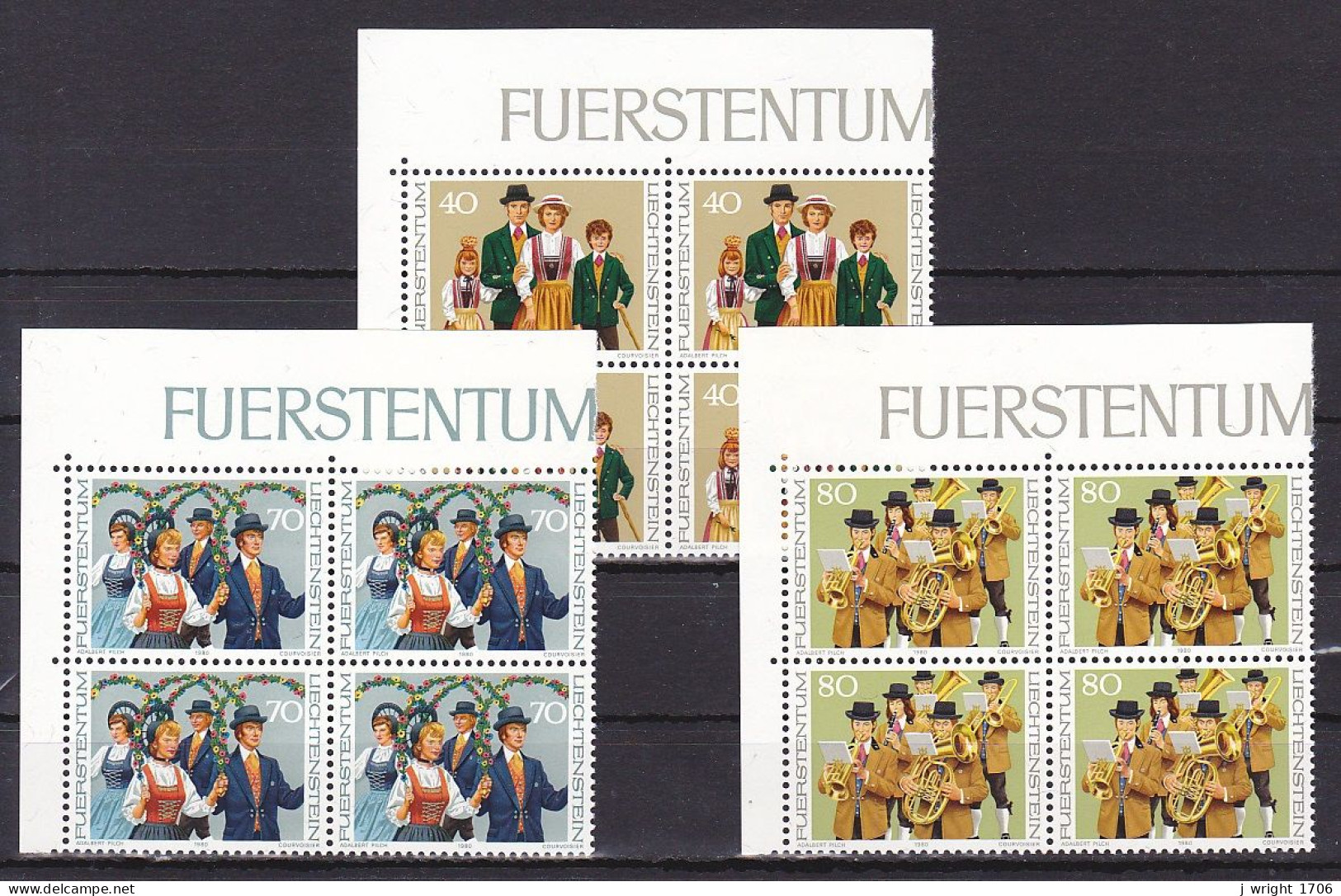 Liechtenstein, 1980, National Costumes, Block Set, MNH - Blocks & Sheetlets & Panes