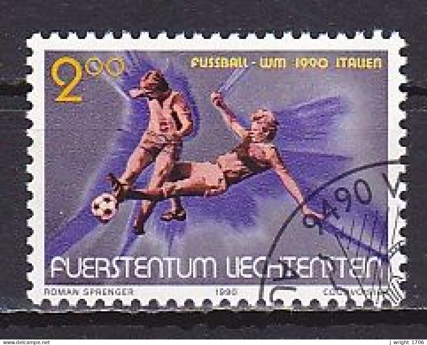 Liechtenstein, 1990, World Cup Football Championship, 2.00Fr, CTO - Oblitérés
