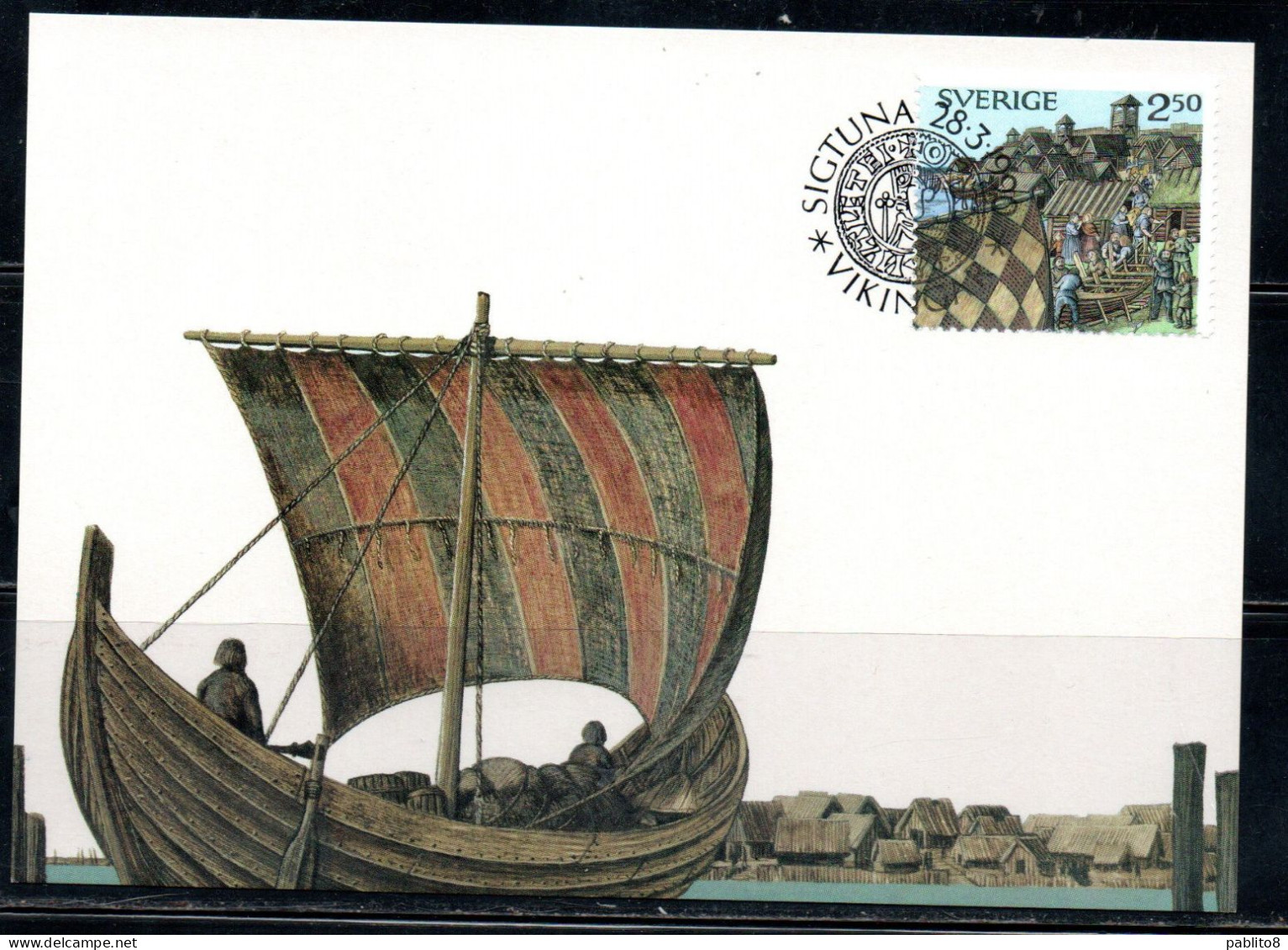 SWEDEN SVERIGE SVEZIA SUEDE 1990 VIKINGAR VIKING HERITAGE 2.50k MAXI MAXIMUM CARD CARTE - Cartes-maximum (CM)