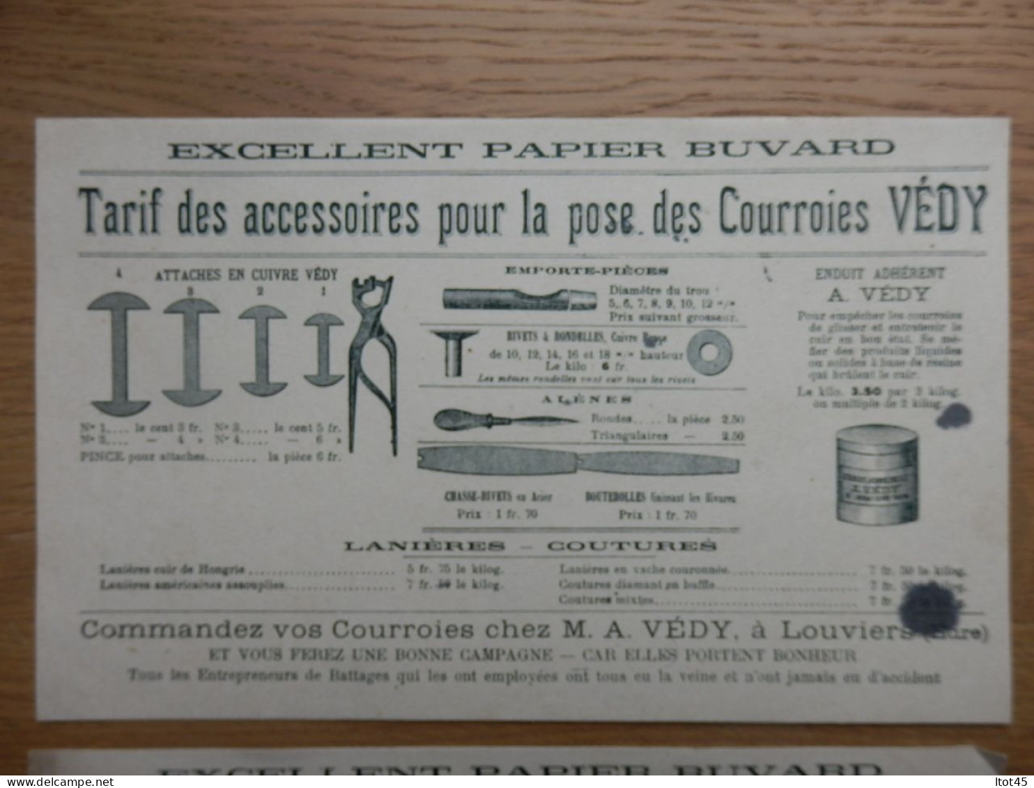 LOT DE 2 BUVARDS COURROIES M.A. VEDY LOUVIERS EURE - Other & Unclassified