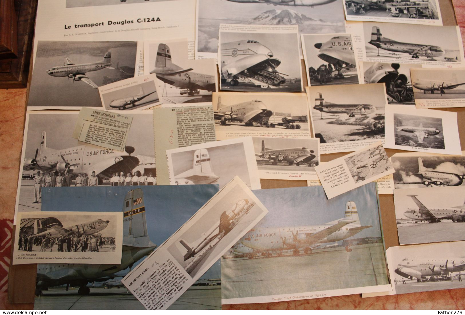 Lot De 106g D'anciennes Coupures De Presse Et Photo De L'aéronef Américain Douglas C-124 "Globemaster" - Aviación