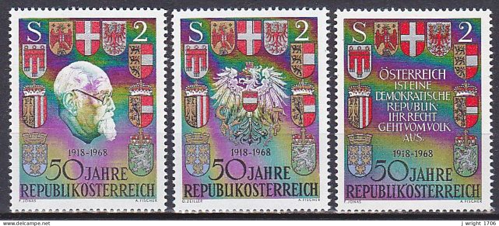 Austria, 1968, Republic 50th Anniv, Set, MNH - Unused Stamps