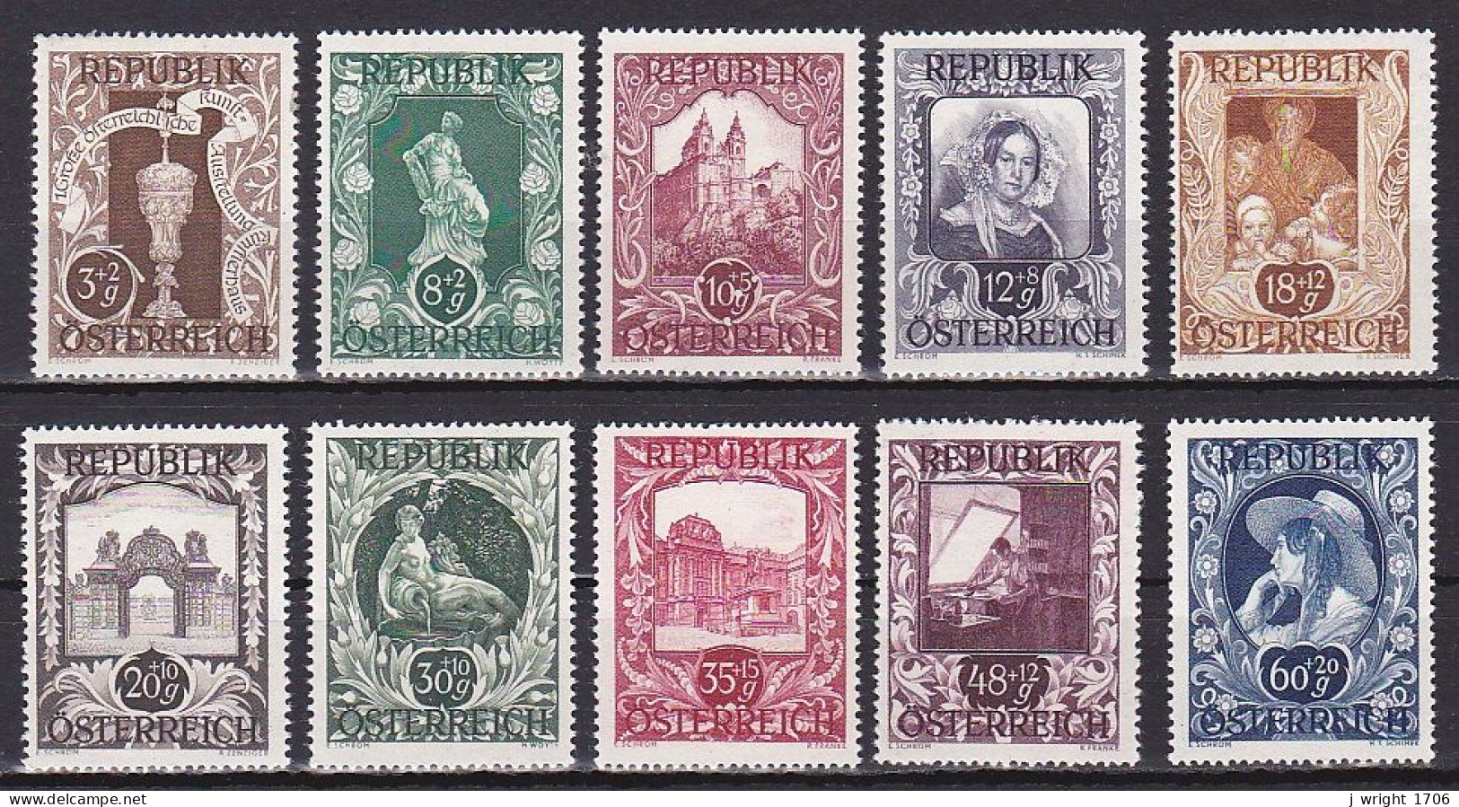 Austria, 1947, Austrian Art Exhib, Set, MNH - Neufs