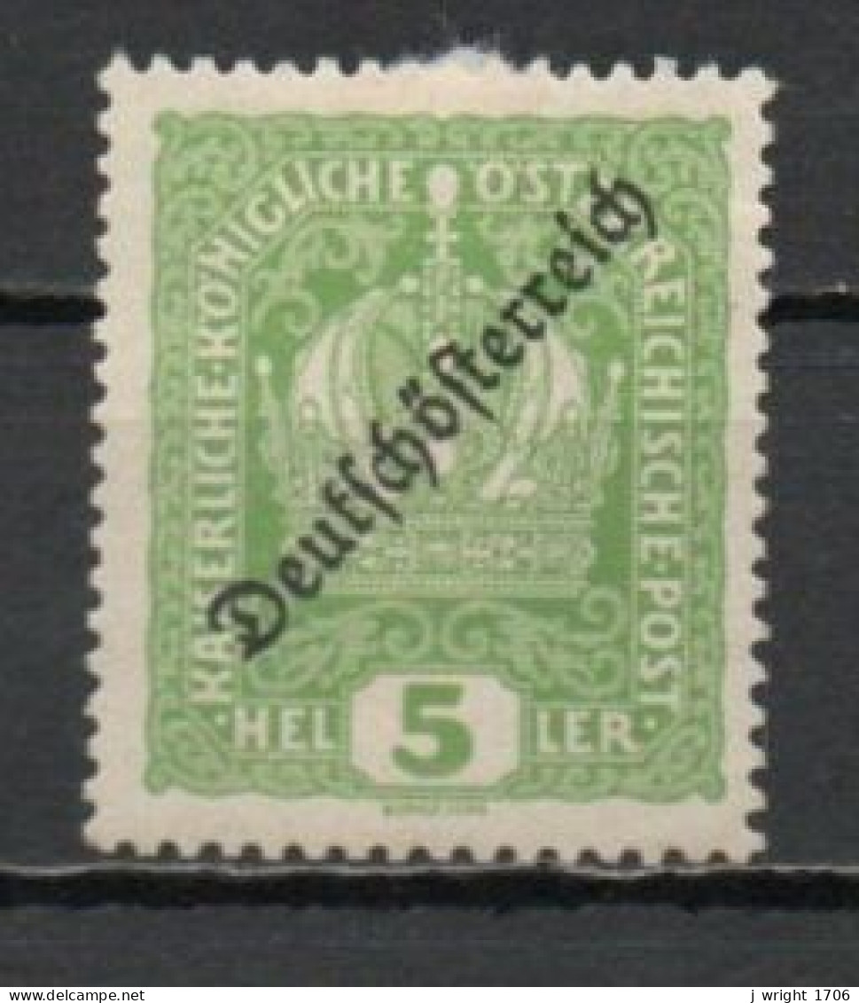 Austria, 1918, Deutschösterreich Overprint, 5h, MH - Unused Stamps