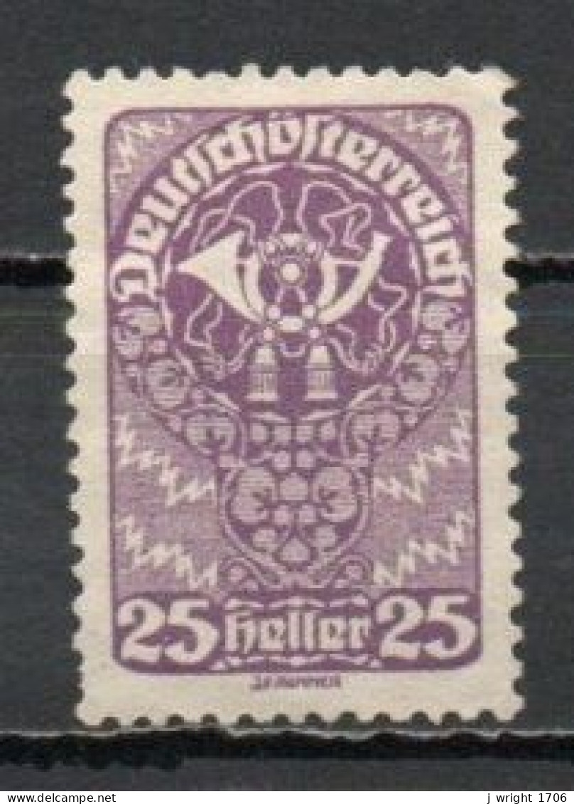 Austria, 1919, Posthorn/White Paper, 25h, UNUSED NO GUM - Ungebraucht