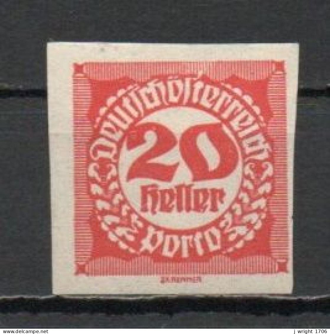 Austria, 1920, Numeral/Imperf, 20h, MH - Portomarken