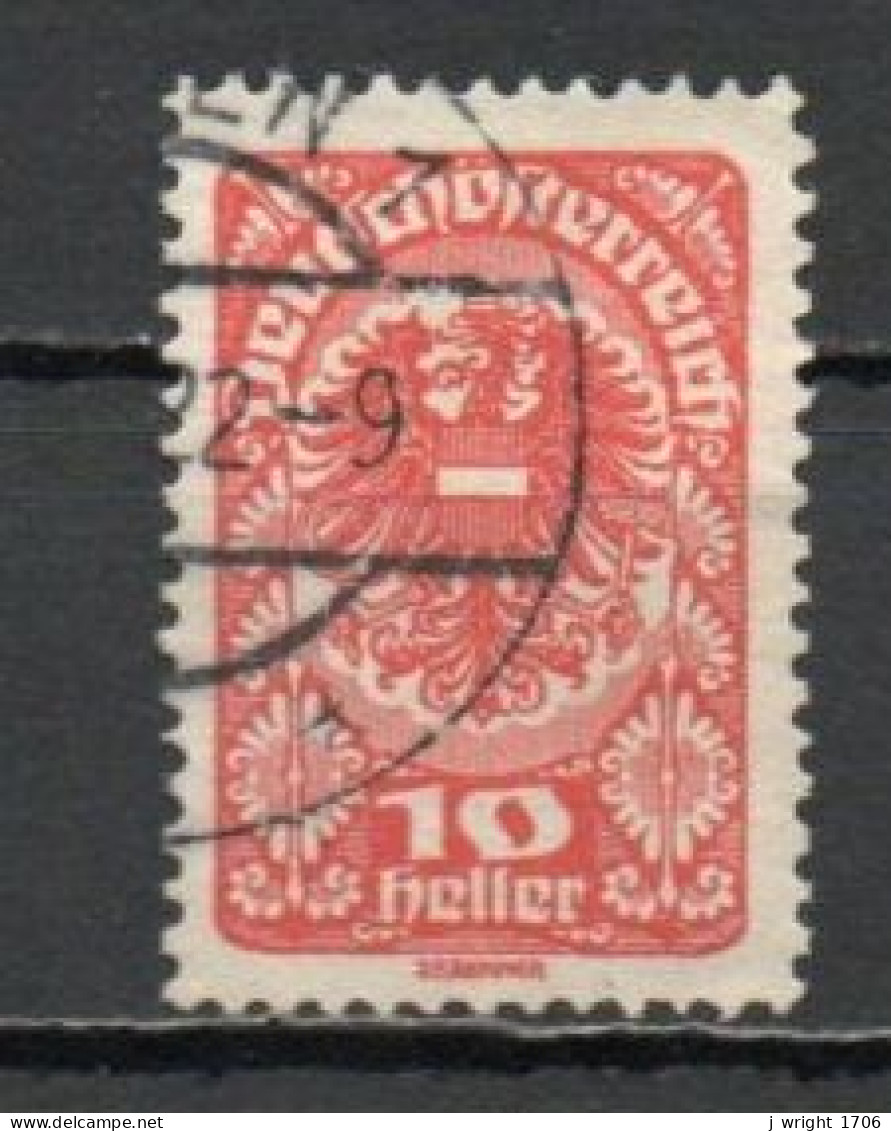 Austria, 1919, Coat Of Arms/White Paper, 10h/Vermilion, USED - Gebraucht