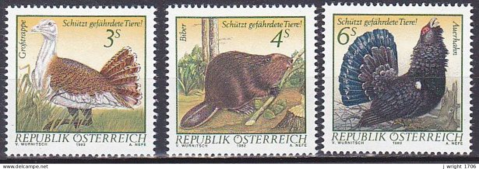 Austria, 1982, Protection Of Endangered Species, Set, MNH - Unused Stamps