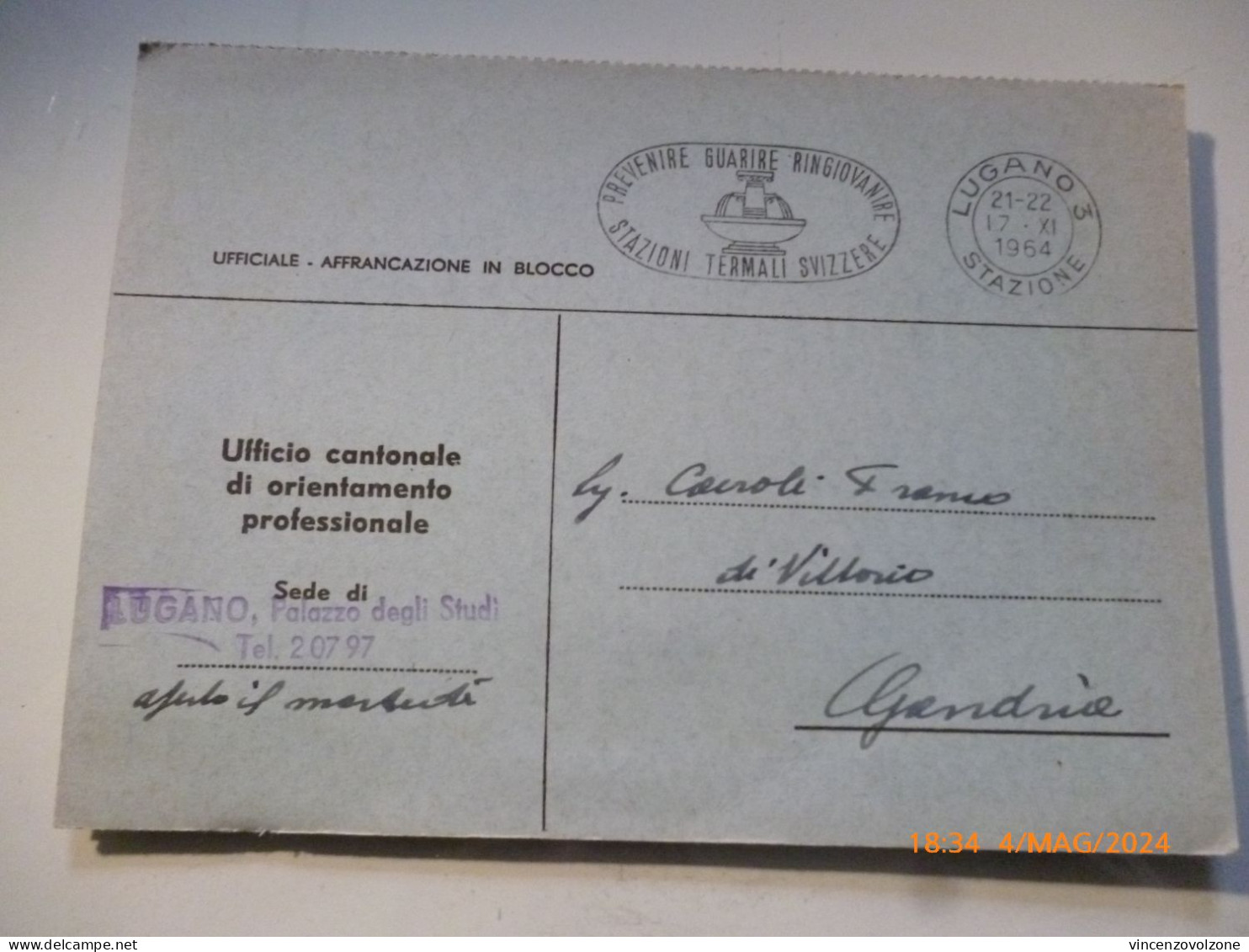 Cartolina Postale Viaggiata "UFFICIO CANTONALE DI ORIENTAMENTO PROFESSIONALE" 1967 - Covers & Documents