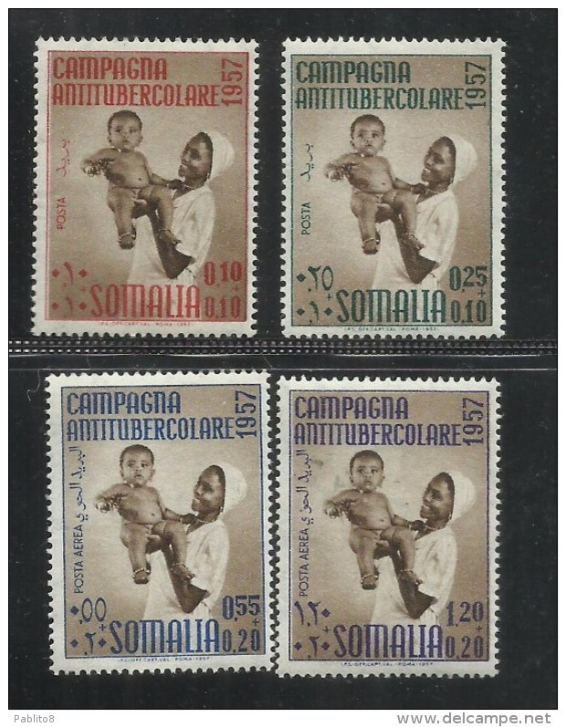 SOMALIA AFIS 1957 SECONDA II 2 CAMPAGNA ANTITUBERCOLARE TUBERCULOSIS CAMPAIGN SERIE COMPLETA COMPLETE SET MNH - Somalia (AFIS)
