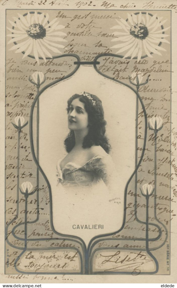 Lina Cavalieri Chateuse Opera Née Viterbo Decor Art Nouveau Tournesol Sunflower  Envoi Chateau Briou St Viatre 1902 41 - Femmes Célèbres