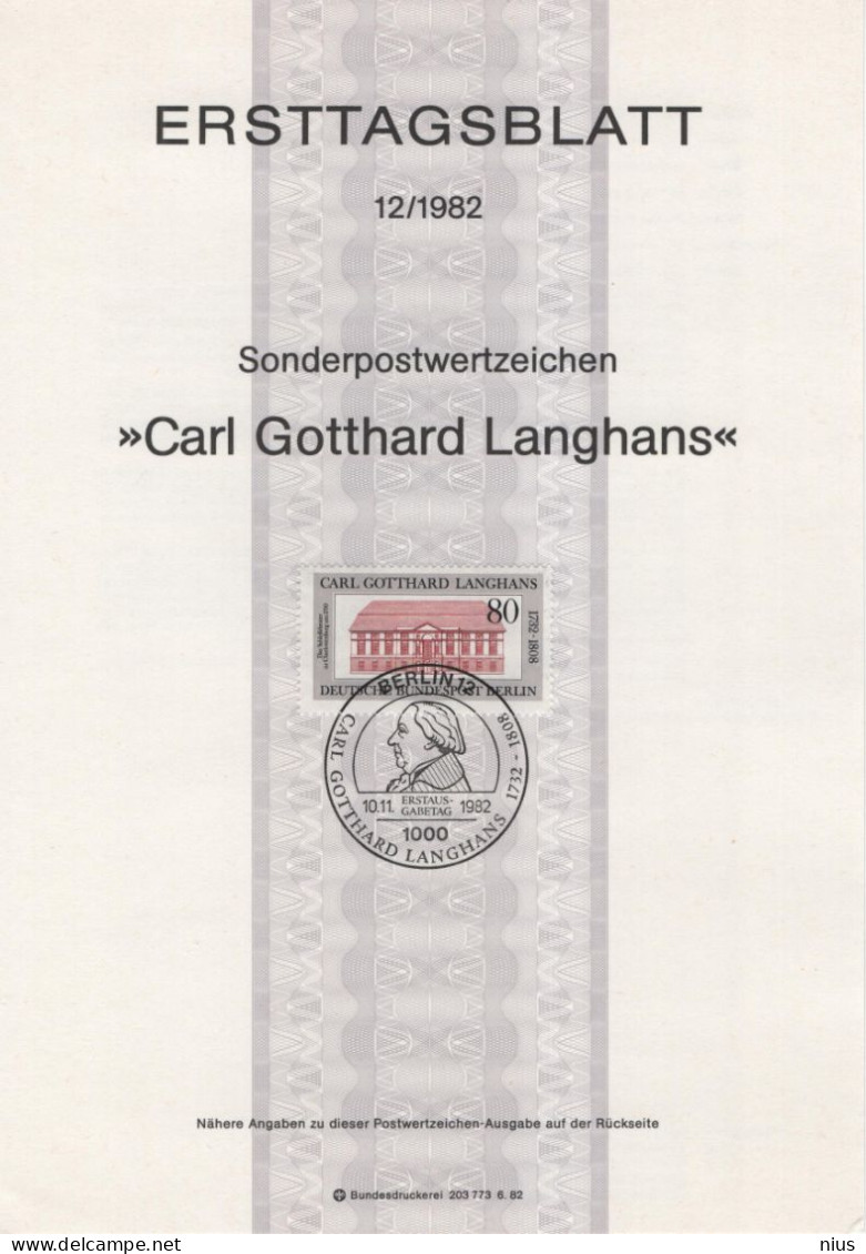 Germany Deutschland 1982-12 Carl Gotthard Langhans, Prussian Master Builder And Royal Architect, Canceled In Berlin - 1981-1990