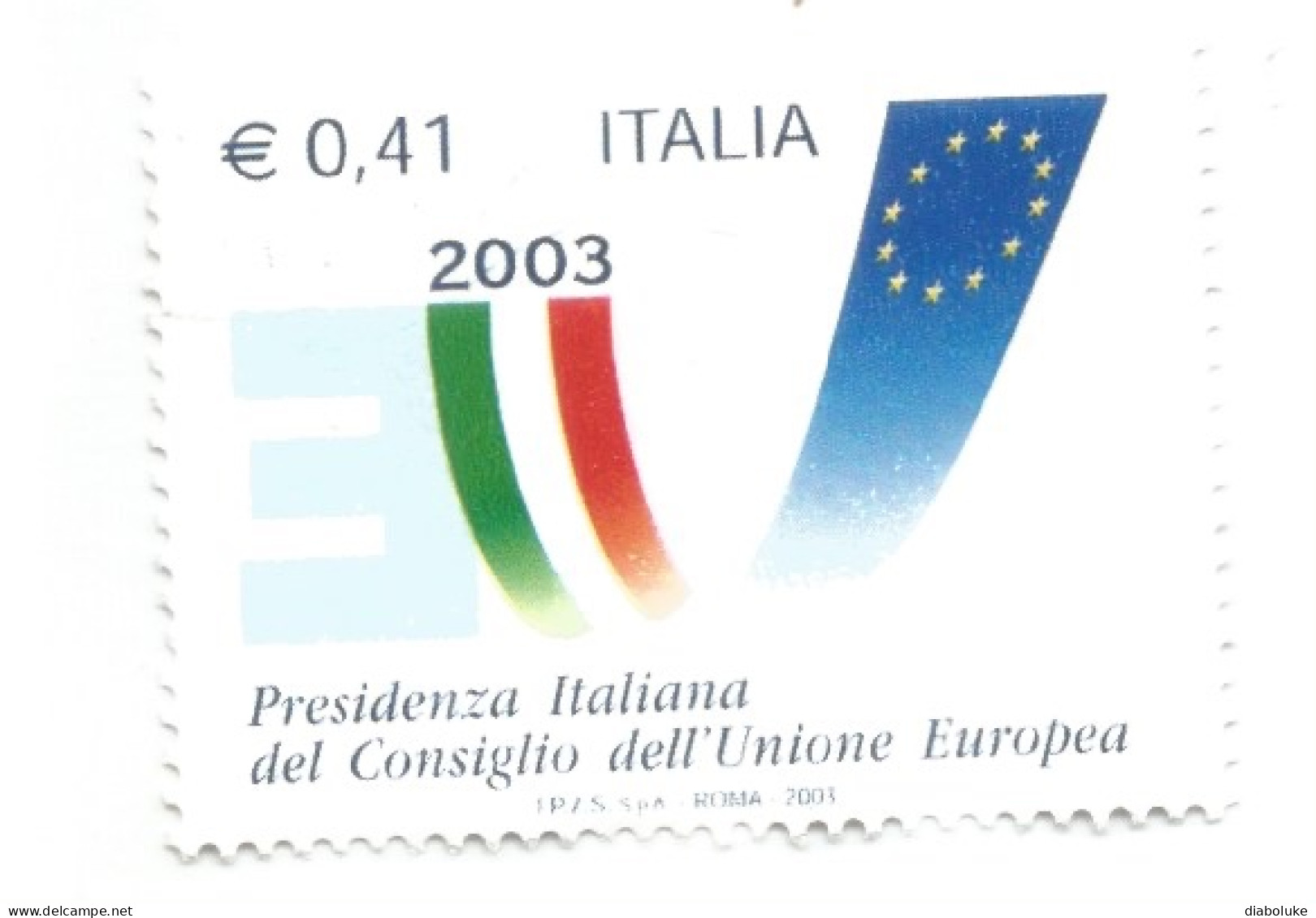 (REPUBBLICA ITALIANA) 2003, PRESIDENZA ITALIANA DEL CONSIGLIO DELL'UNIONE EUROPEA - Serie Di 1 Francobollo Usato - 2001-10: Used