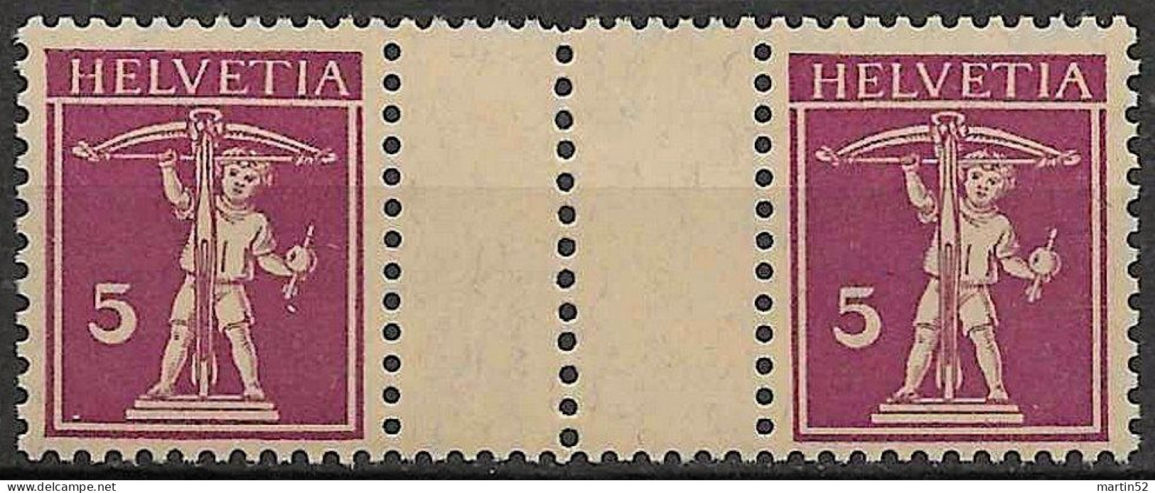 Schweiz Suisse 1927: Zwischensteg 5+5 Pont Gutter-pair Zu S36 Mi WZ24C ** Postfrisch MNH (Zu CHF 11.00) - Se-Tenant