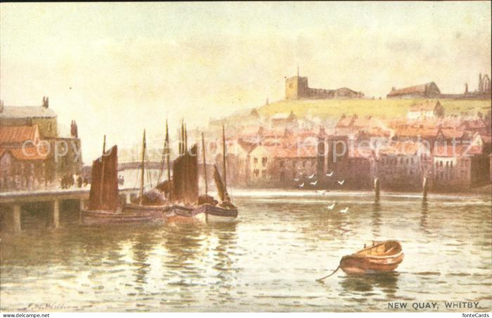 11732854 Whitby UK New Quay Drawing Celesque Series Kuenstlerkarte  - Other & Unclassified