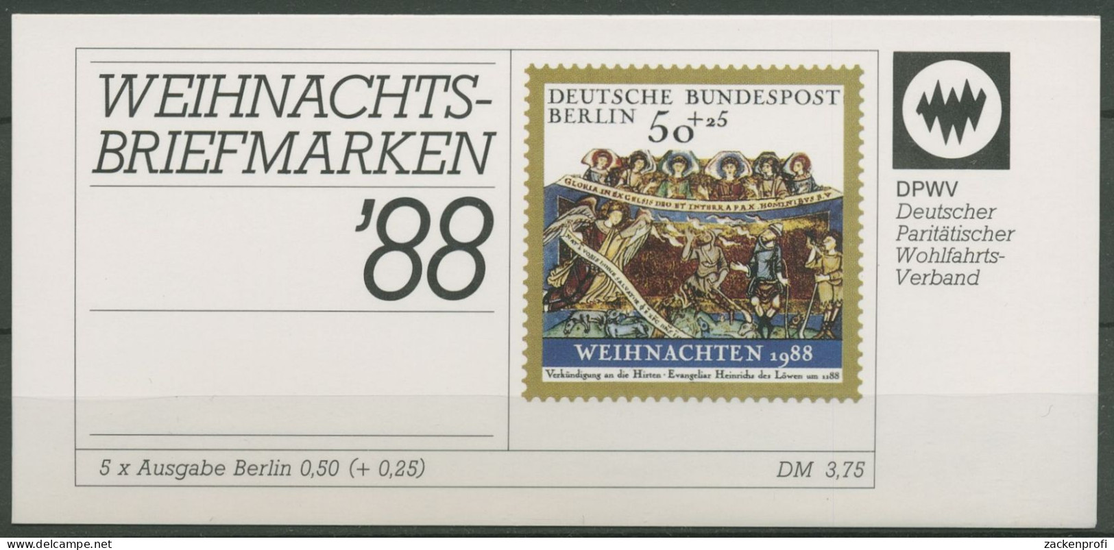 Berlin Der Paritätische DPW 1988 Weihnachten (829) MH W 6 Postfrisch (C60306) - Markenheftchen