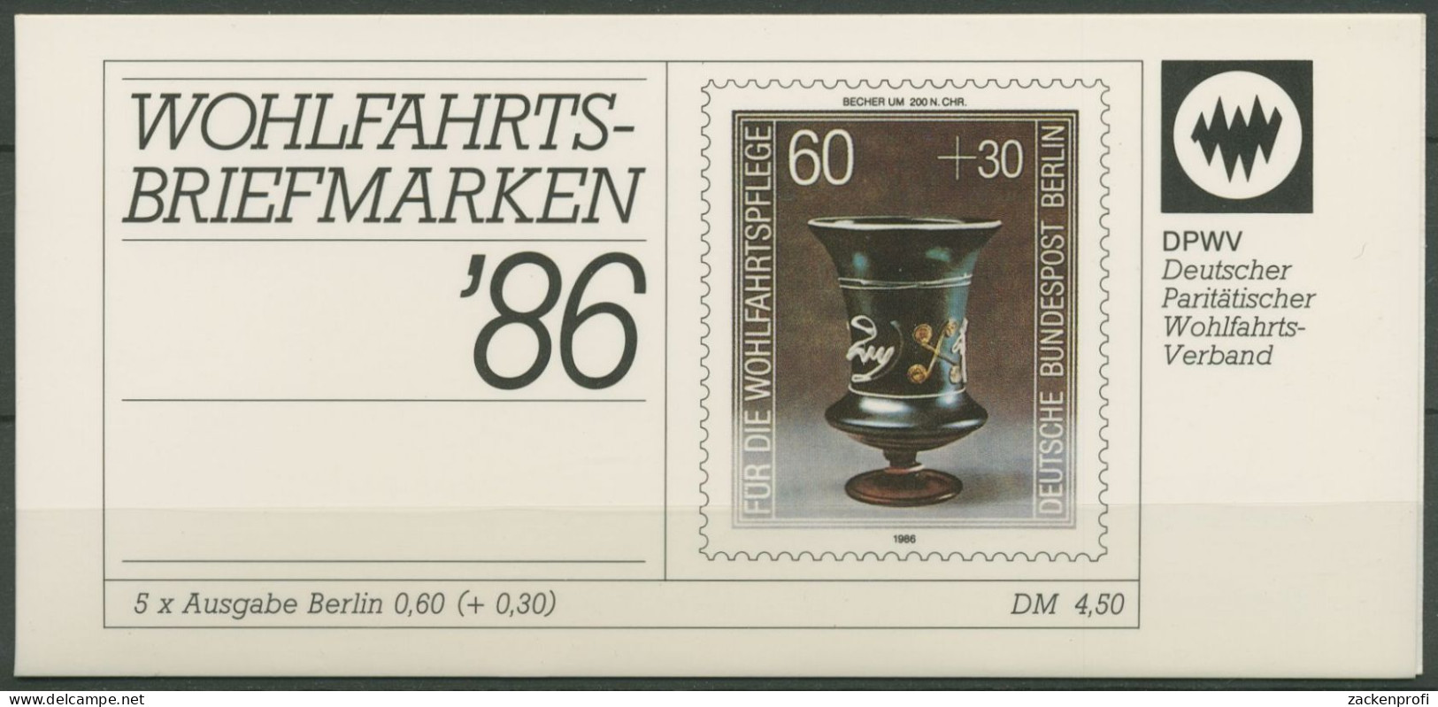 Berlin Der Paritätische DPW 1986 Markenheftchen (766) MH 2 Postfrisch (C60295) - Markenheftchen