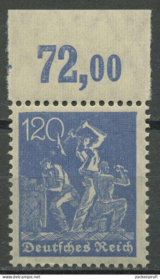 Deutsches Reich 1921 Arbeiter Platten-Oberrand 168 P OR Postfrisch - Neufs