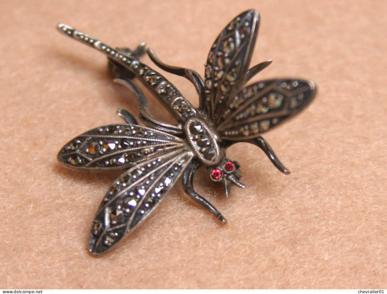 Bijoux-broche_47_Libellule-Dragonfly-Libelle &ndash; Marcassite Et Argent - Broschen