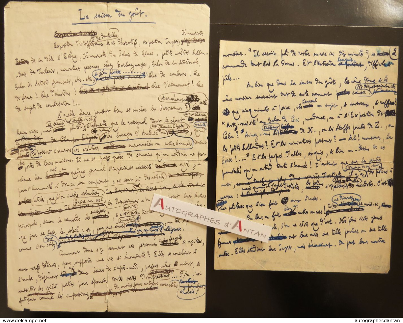 ● Marcel BOULENGER Manuscrit  "la Saison Du Goût" Ingres Gauguin Matisse Arts Décoratifs Artistes Hollandais Peintres - Manuscripts