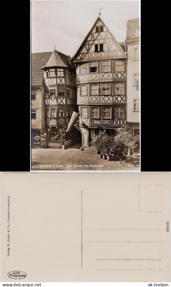 Foto Ansichtskarte  Wertheim Alte Häuser Am Marktplatz, Conditorei 1928 - Wertheim