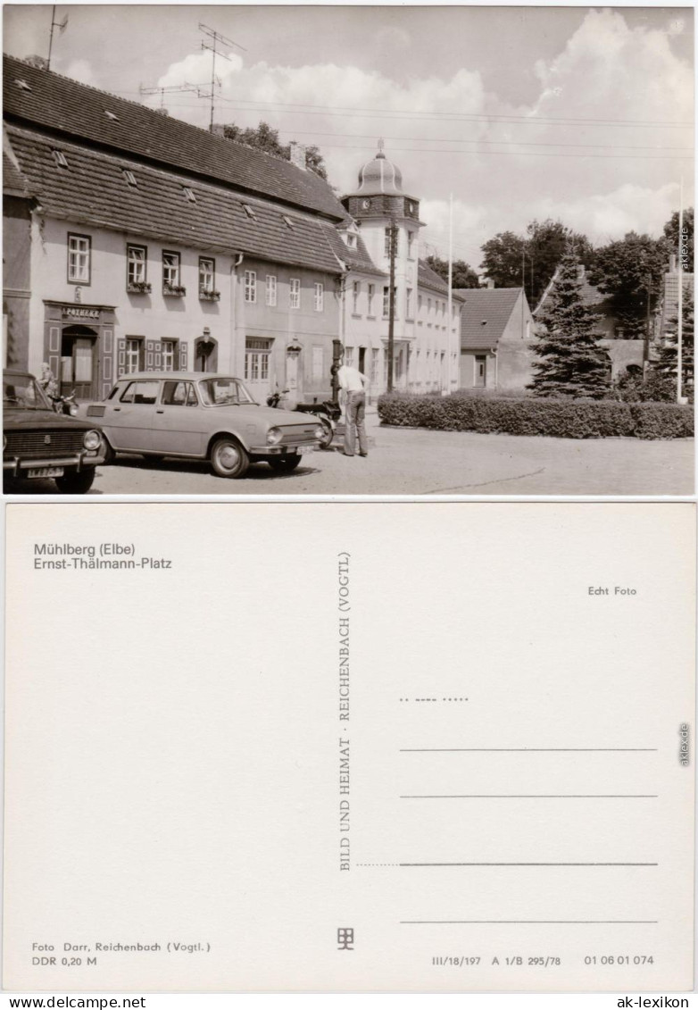 Mühlberg Elbe   Marktpatz / Ernst-Thälmann-Platz Foto Ansichtskarte  1978 - Muehlberg