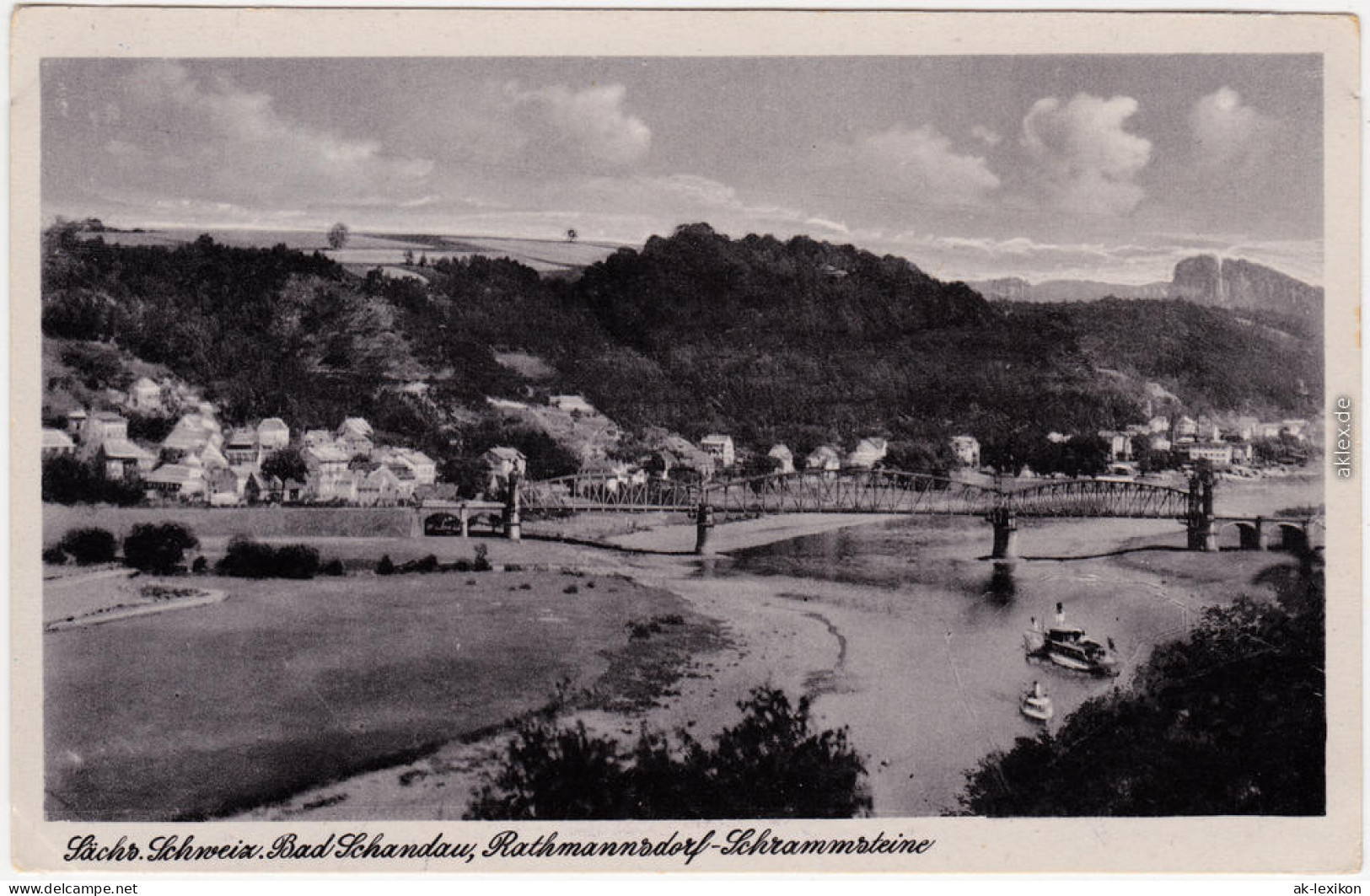 Ansichtskarte Bad Schandau Blick Auf Stadt Und Brücke 1950 - Bad Schandau