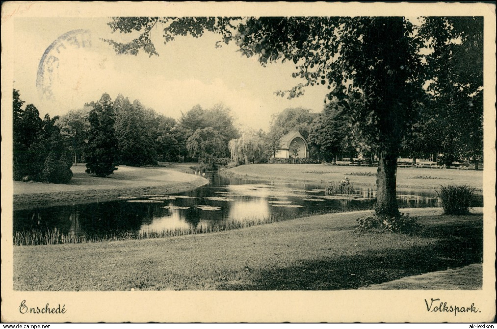 Postkaart Enschede Enschede (Eanske) Partie Im Volkspark - Pavillon 1934  - Sonstige & Ohne Zuordnung