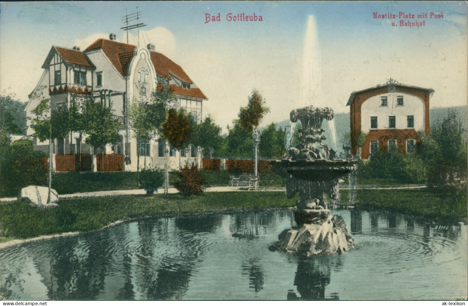 Ansichtskarte Bad Gottleuba-Berggießhübel Nostitz Platz Und Bahnhof 1909 - Bad Gottleuba-Berggiesshuebel