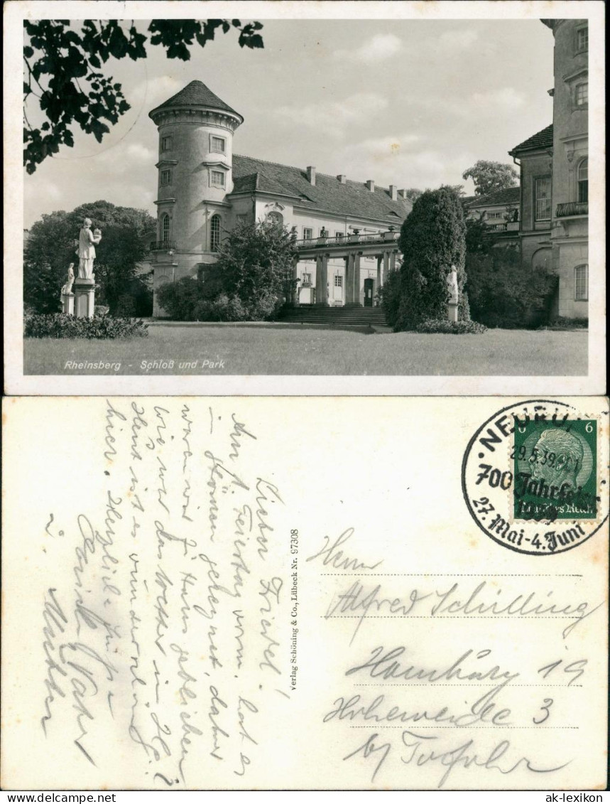 Ansichtskarte Rheinsberg Schloss Und Park 1939 - Rheinsberg