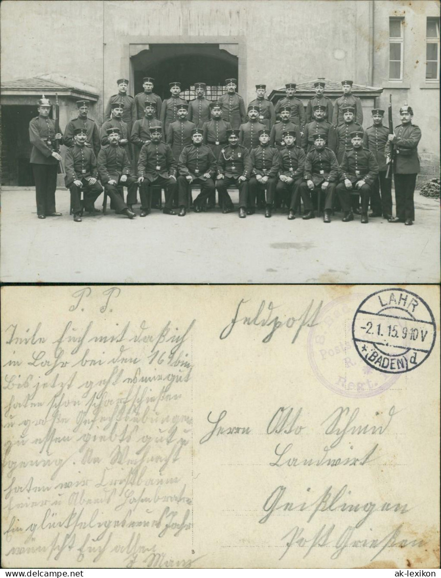 Lahr (Schwarzwald) WK1 Soldaten Pickelhabe Vor Der Kaserne 1915 Privatfoto - Lahr