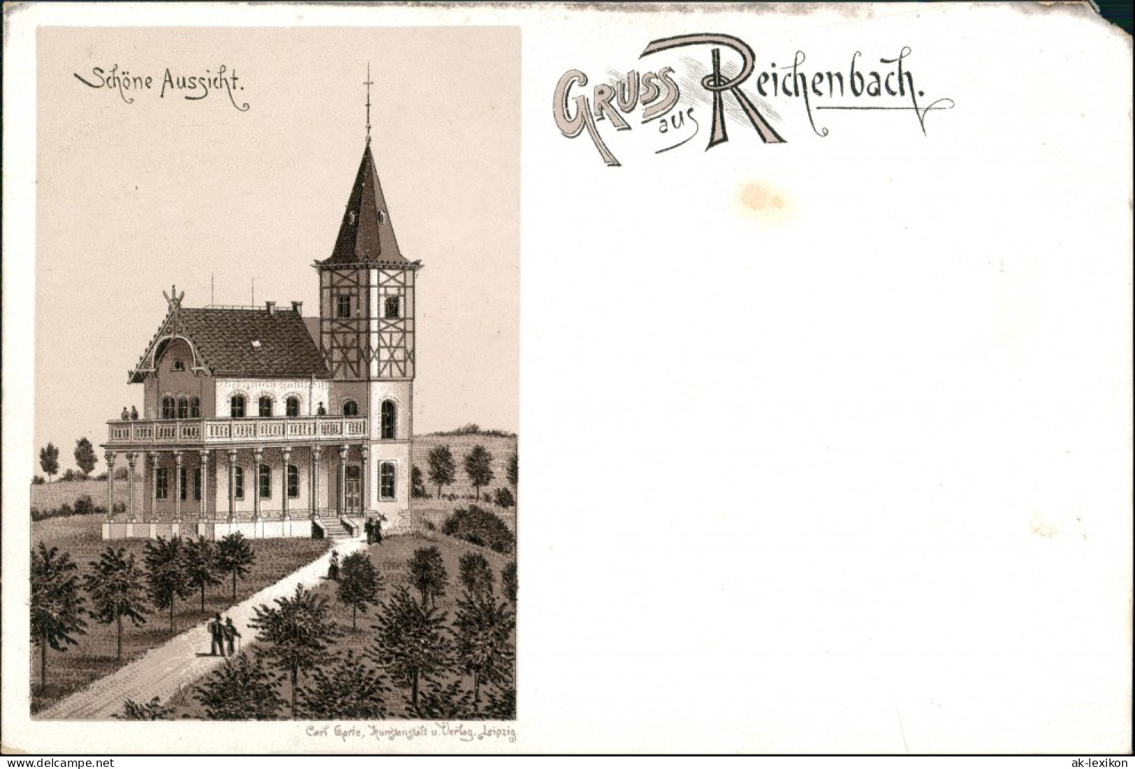 Ansichtskarte Reichenbach (Vogtland) Litho Restaurant Schöne Aussicht 1897 - Reichenbach I. Vogtl.