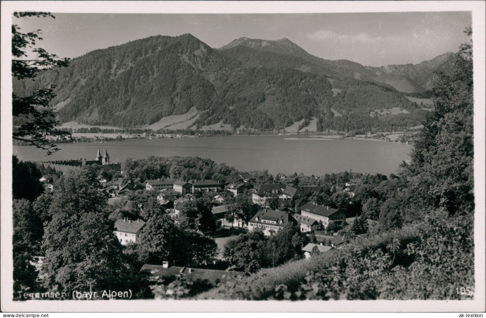 Tegernsee (Stadt) Panorama-Ansicht Ort & Bayer. Alpen Berge 1942 - Tegernsee