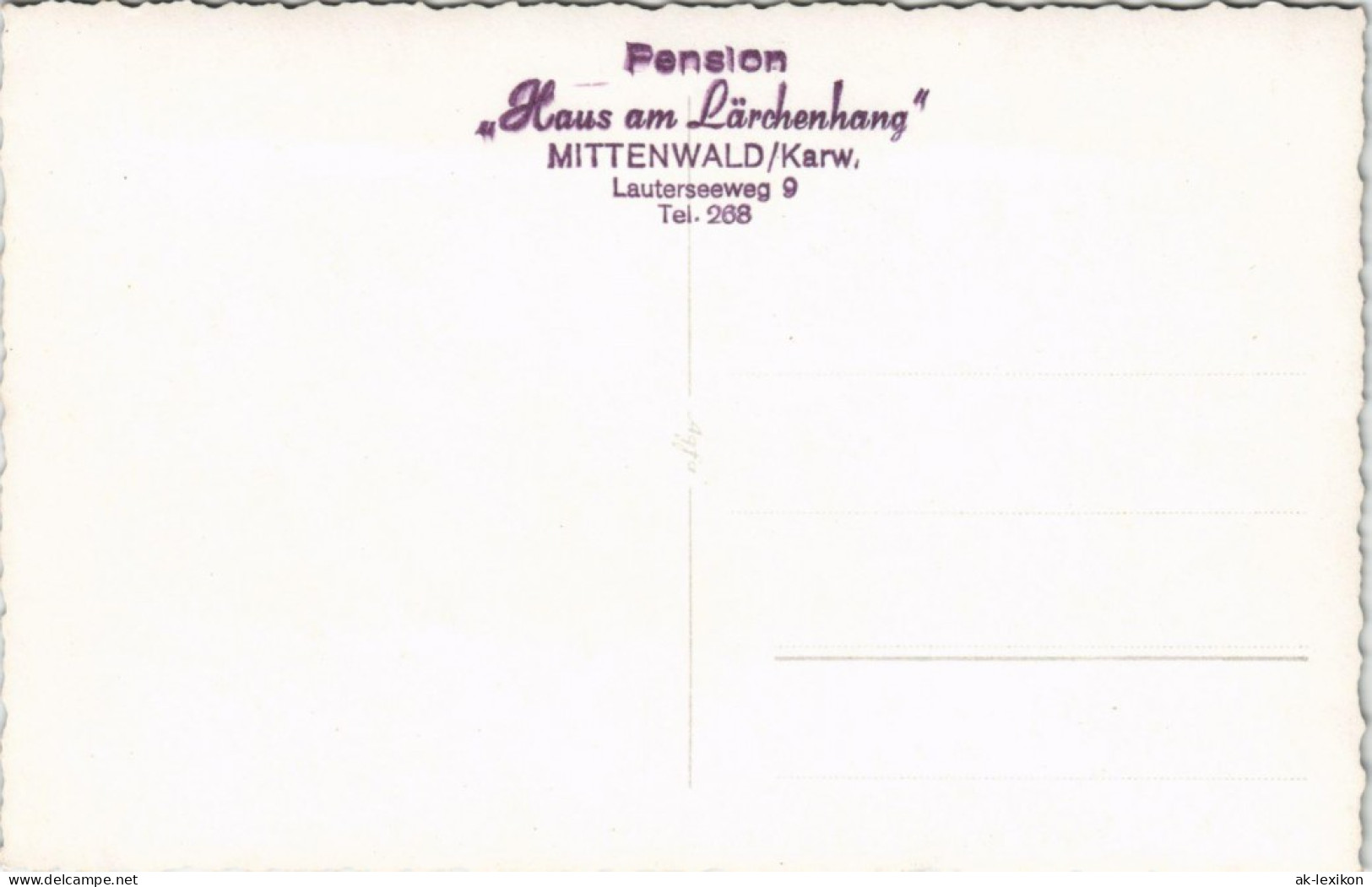 Ansichtskarte Mittenwald Pension Haus Am Lärchenhang Lauterseeweg 1960 - Mittenwald