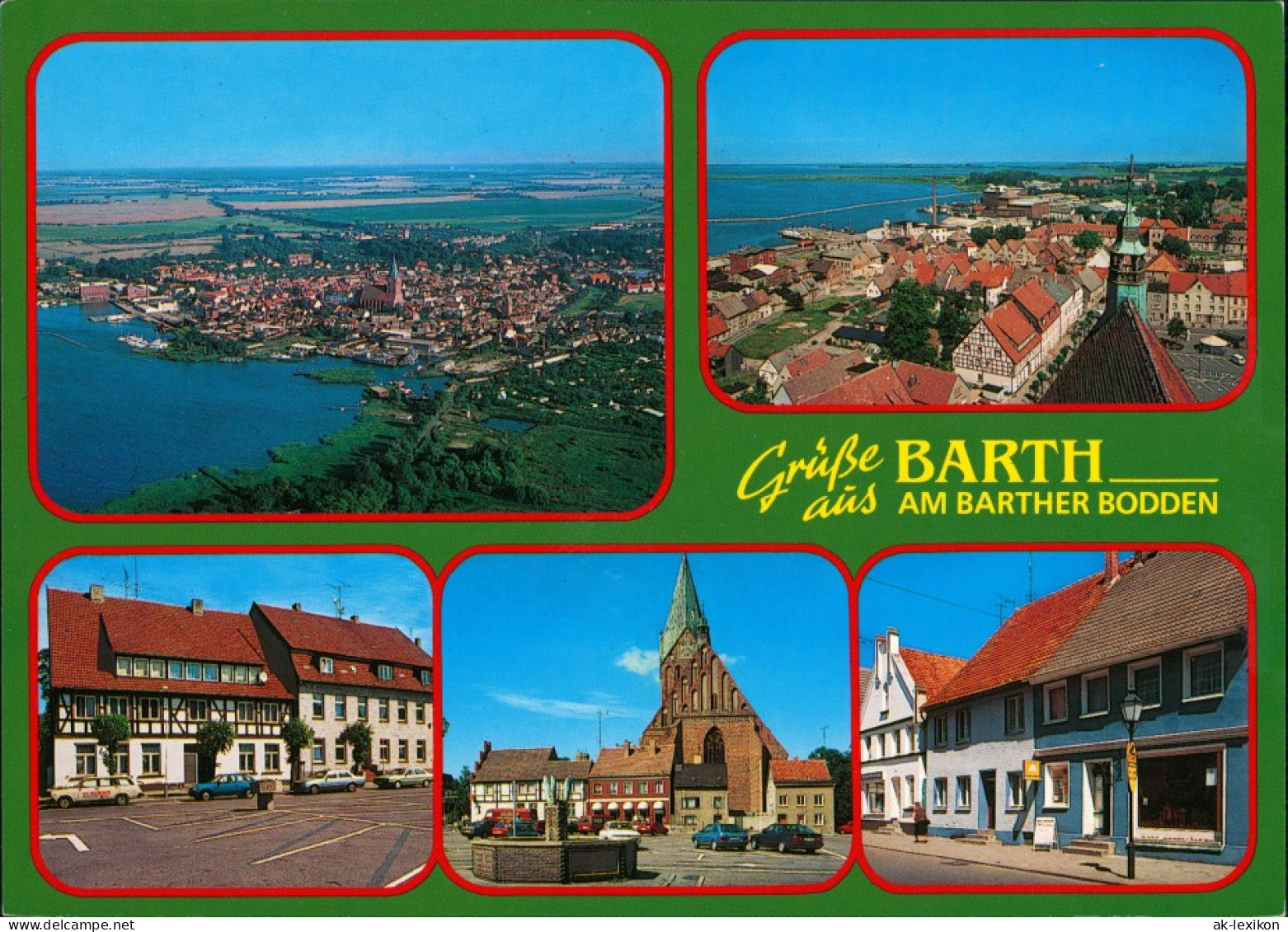 Ansichtskarte Barth Luftbild, Langestraße, Marienkirche, Marktplatz 1995 - Barth