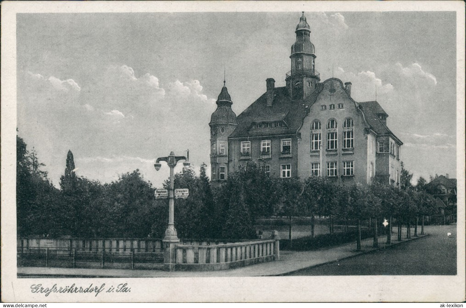 Ansichtskarte Großröhrsdorf Partie Am Rathaus Laterne 1950 - Grossroehrsdorf