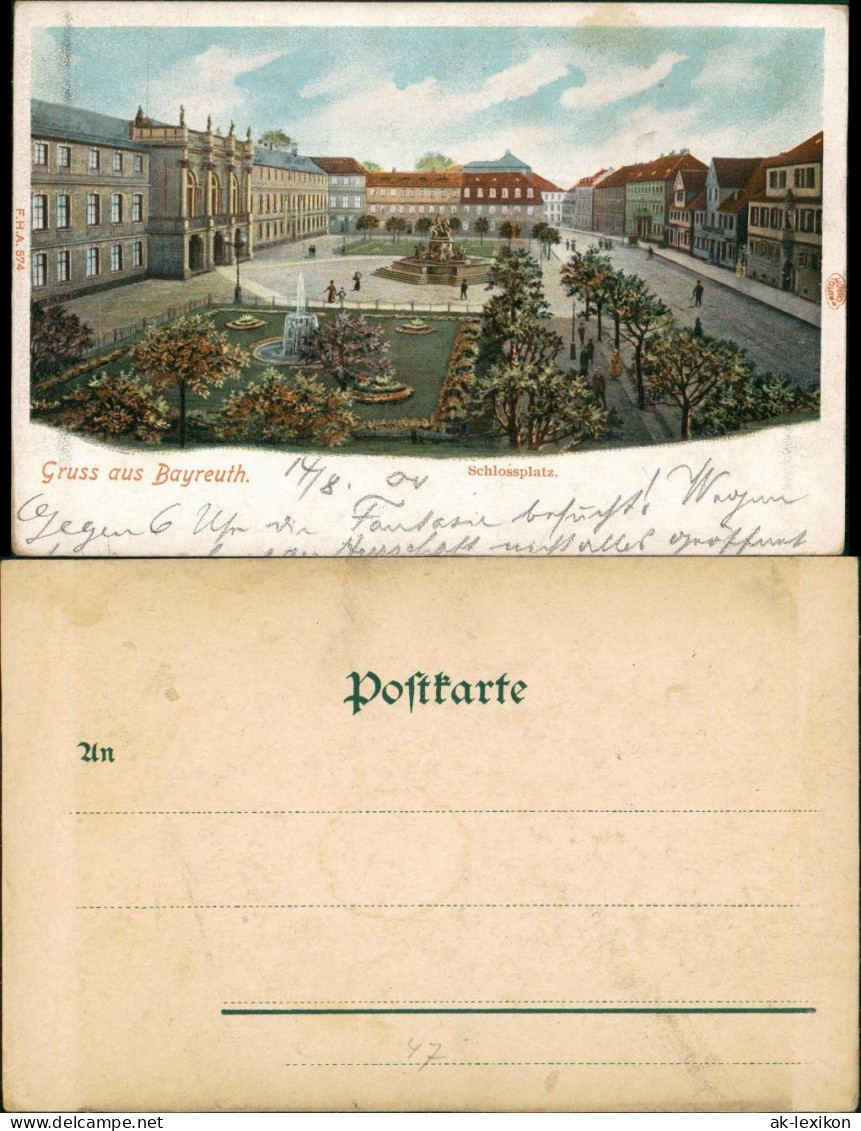 Litho AK Bayreuth Partie Am Schloss-Platz, Park, Häuser-Zeilen 1900 - Bayreuth