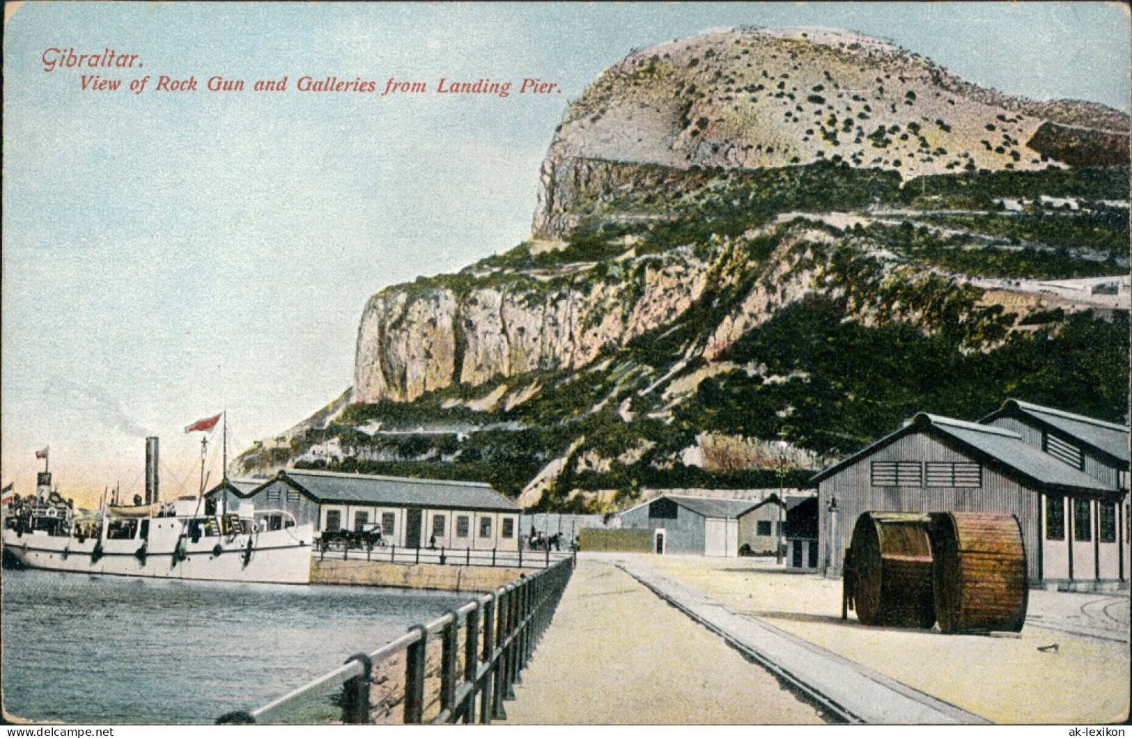 Postcard Gibraltar Rock Gun And Galleries From Landing Pier 1910 - Gibraltar