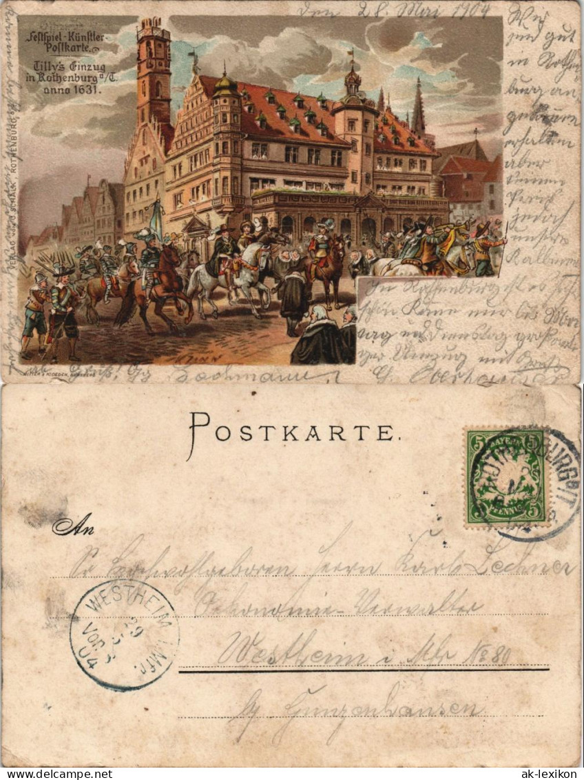 Rothenburg Ob Der Tauber Tilly's Einzug  1631 Festspiel-Künstler-Postkarte 1904 - Rothenburg O. D. Tauber