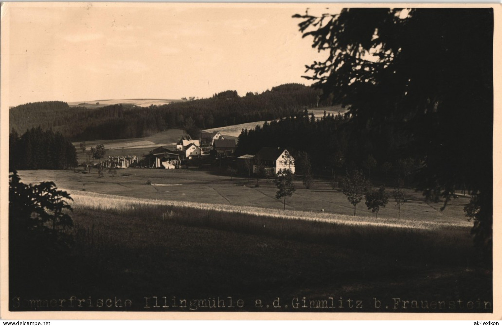 Ansichtskarte Hartmannsdorf-Reichenau Illingmühle Gimmlitz - Fotokarte 1937 - Frauenstein (Erzgeb.)