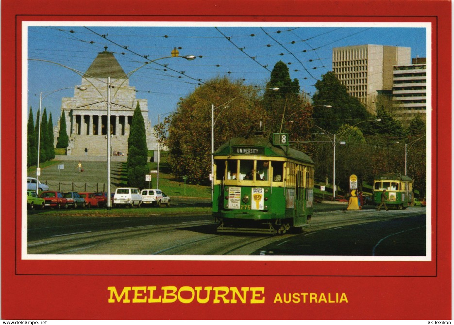 Postcard Melbourne Trams Passing The Shrine Of Remembrance 1980 - Melbourne