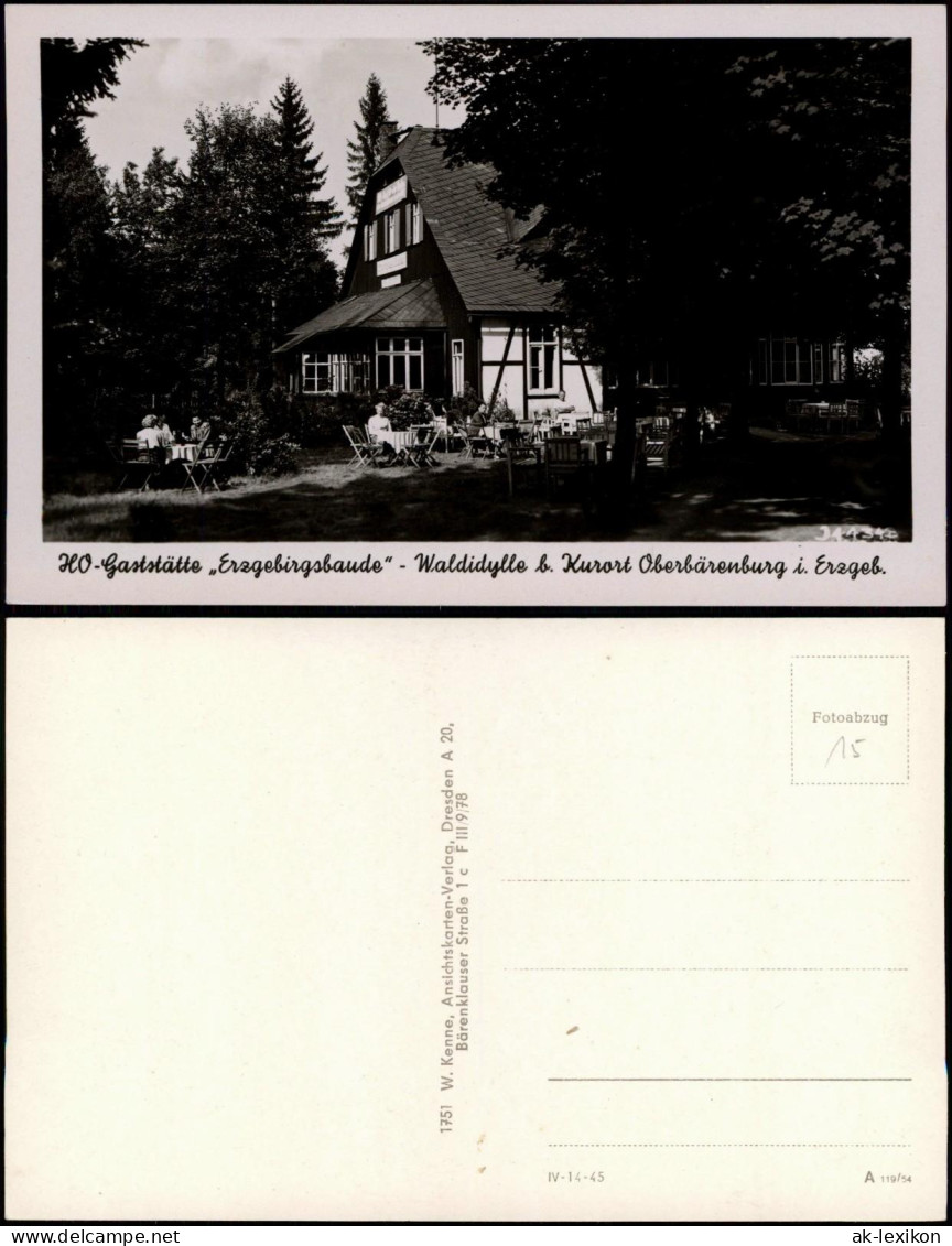 Oberbärenburg-Altenberg (Erzgebirge) Gaststätte Erzgebirgsbaude Waldidylle 1954 - Altenberg