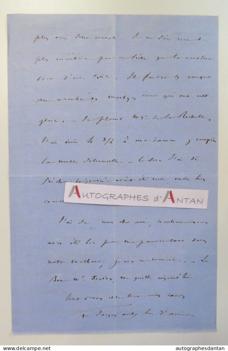 ● L.A.S 1860 Monseigneur BOUDINET évêque D'AMIENS écrite D'ABBEVILLE - Né à Saint Rogatien  Lettre Autographe - Bishop - Otros & Sin Clasificación