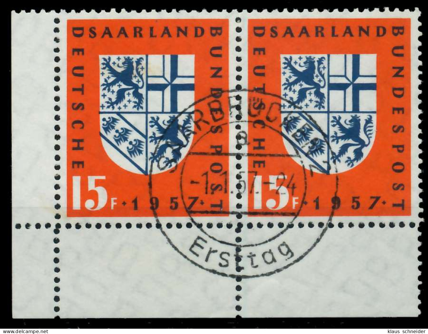 SAAR OPD 1957 Nr 379 Zentrisch Gestempelt WAAGR PAAR ECKE-UL X79CA56 - Used Stamps