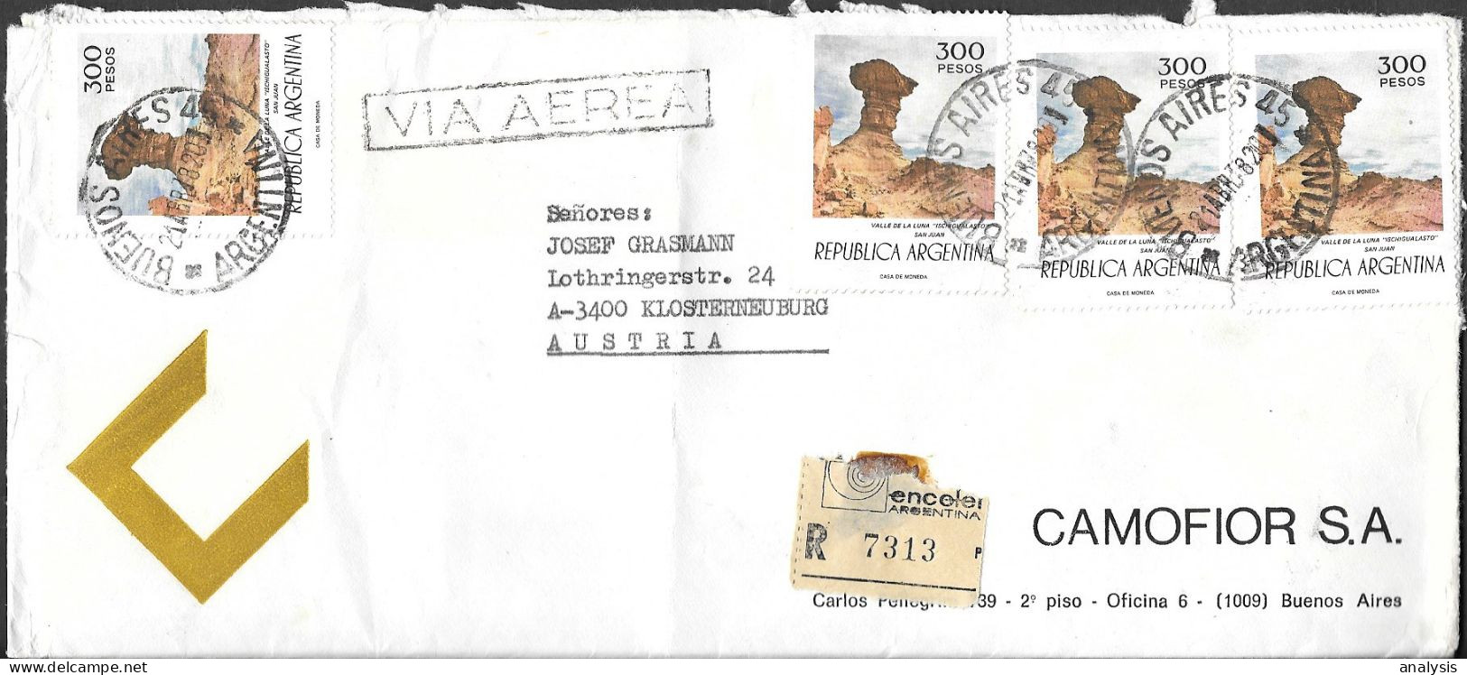 Argentina Registered Cover Mailed To Austria 1978. 1200P Rate Valle De La Luna Ischigualasto - Lettres & Documents