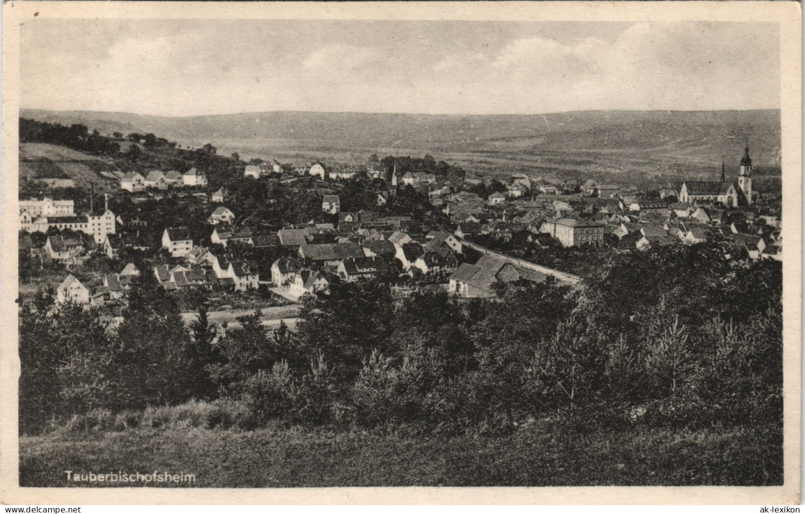 Ansichtskarte Tauberbischofsheim Blick über Die Stadt 1928  Gel. 1950 - Tauberbischofsheim