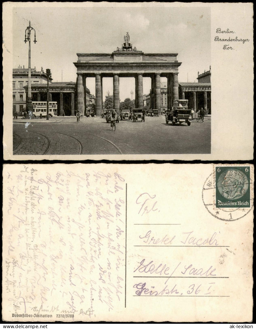 Ansichtskarte Mitte-Berlin Verkehr Rollt Durch Das Brandenburger Tor 1937 - Porte De Brandebourg