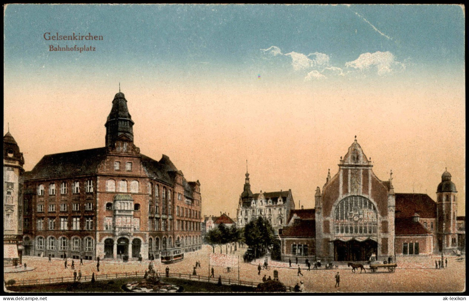 Ansichtskarte Gelsenkirchen Bahnhofsplatz Bahnhof 1914 - Gelsenkirchen